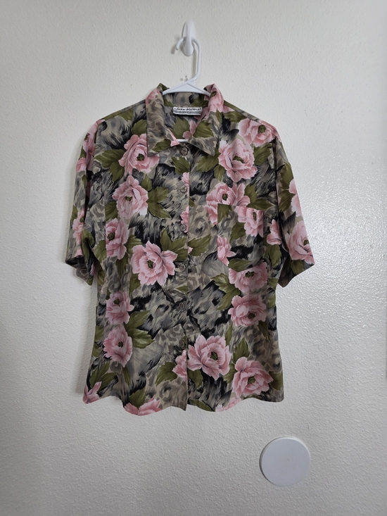 Joan Walters Tops - Vintage Joan Walters Womens Floral Short Sleeve Button Down Shirt Top Size L